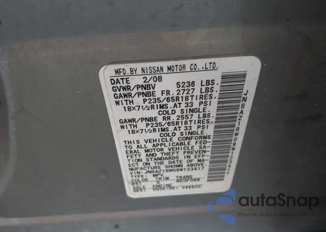 2009 Nissan Murano Sl z USA, uszkodzony, nr VIN JN8AZ18W09W123417